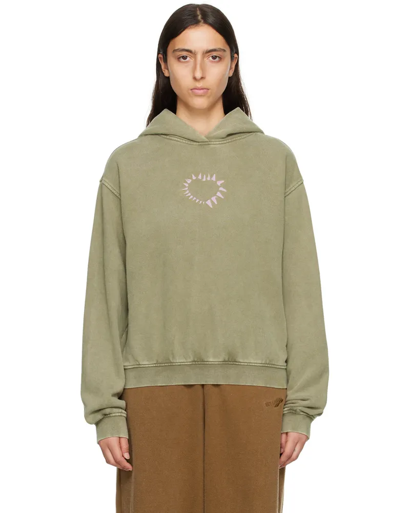 WE 11 DONE Khaki Heart Hoodie Khaki