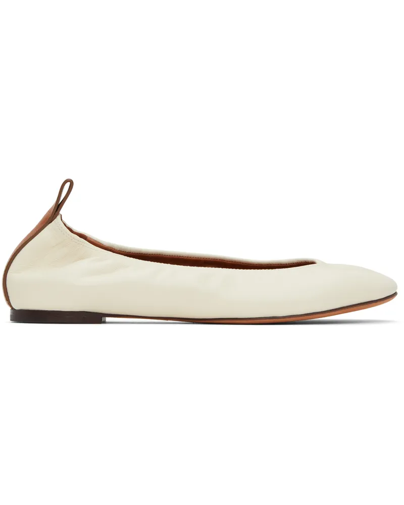 Lanvin Off-White Leather Ballerina Flats Vanille