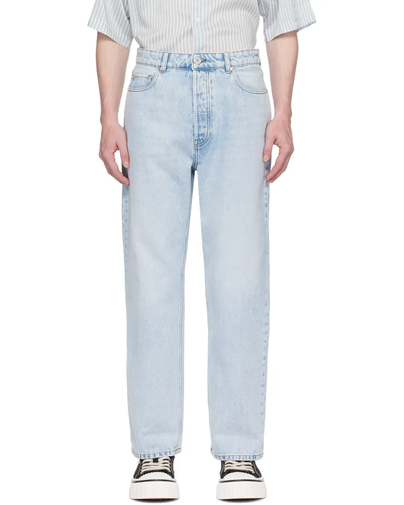 AMI Paris Blue Loose-Fit Jeans Bleu