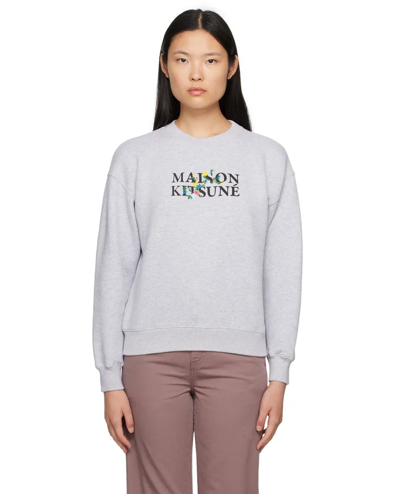 Kitsuné Gray Flowers Sweatshirt Light