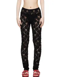 MSGM Black Semi-Sheer Leggings Black