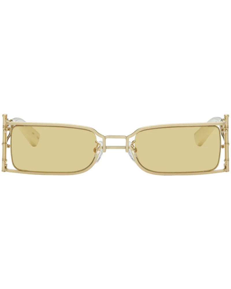 Feng Chen Wang SSENSE Exclusive Gold Bamboo Sunglasses Brushed