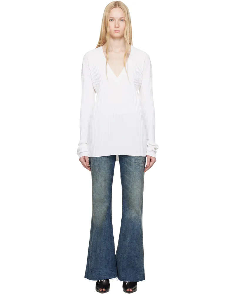 Maison Margiela White Slouchy Rib Gauge 14 Minidress 102