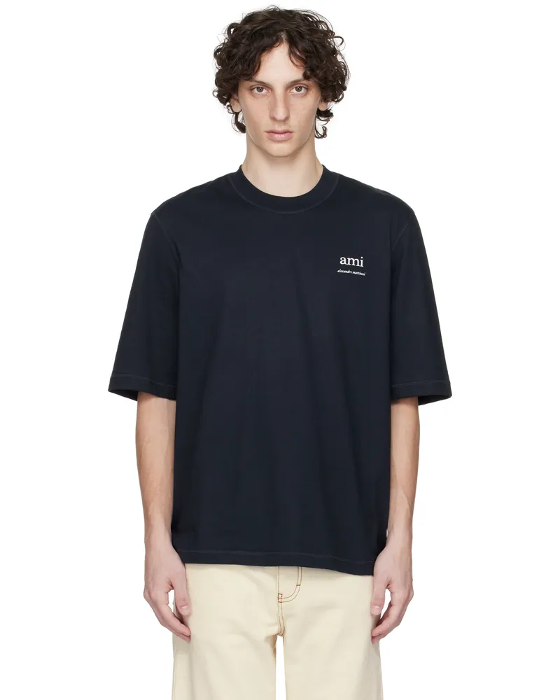 AMI Paris Navy Cotton T-shirt 4011