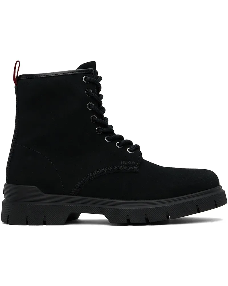 HUGO BOSS Black Embossed Boots 001-black