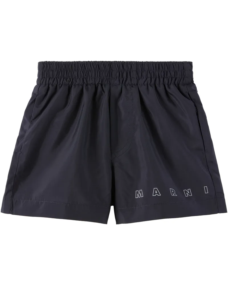 Marni Baby Navy Printed Logo Swim Shorts 0m803