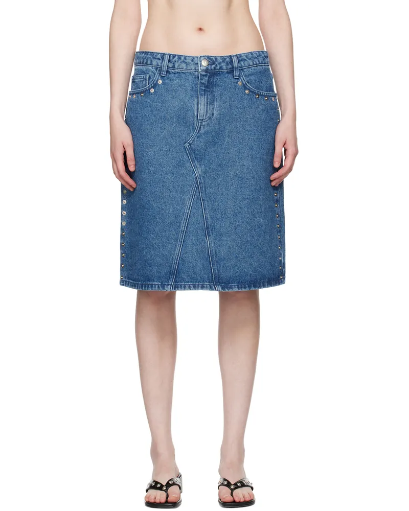 Paloma Wool Blue Crowd Denim Midi Skirt 831