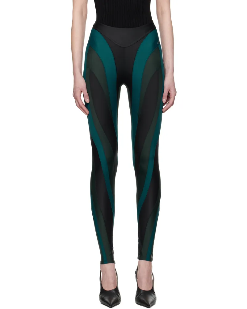 Thierry Mugler SSENSE Exclusive Black & Green Eco Sport Lycra Leggings M1959