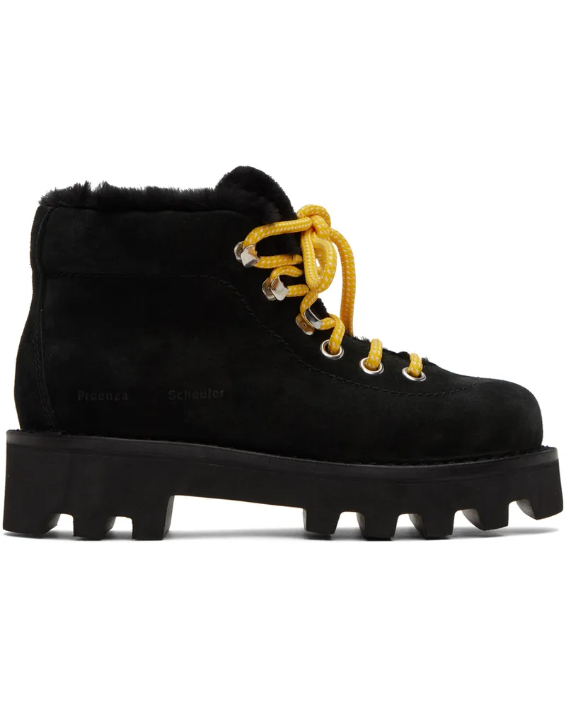 Proenza Schouler Black Suede Hiking Boots 16170-001-black