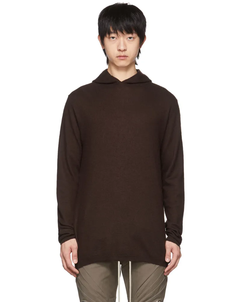 Rick Owens Brown Cashmere Hoodie 64