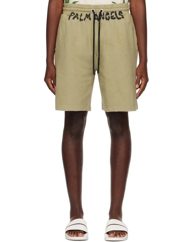 Palm Angels Khaki Faded Shorts Military