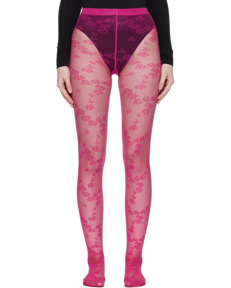 Wolford Pink Floret Tights 3239
