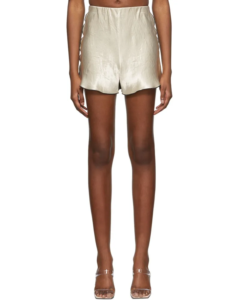 YUZEFI Black & Beige Curly Shorts Oat