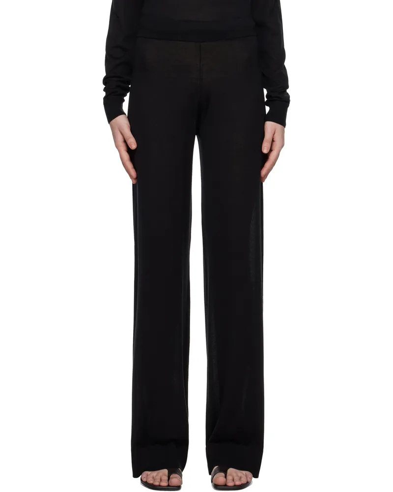 Totême Black Wide Knit Trousers Black