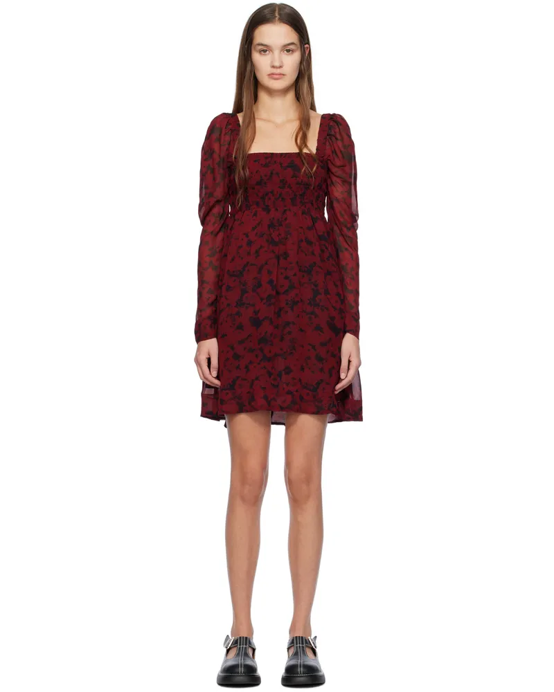 Ganni Red & Black Printed Minidress 450