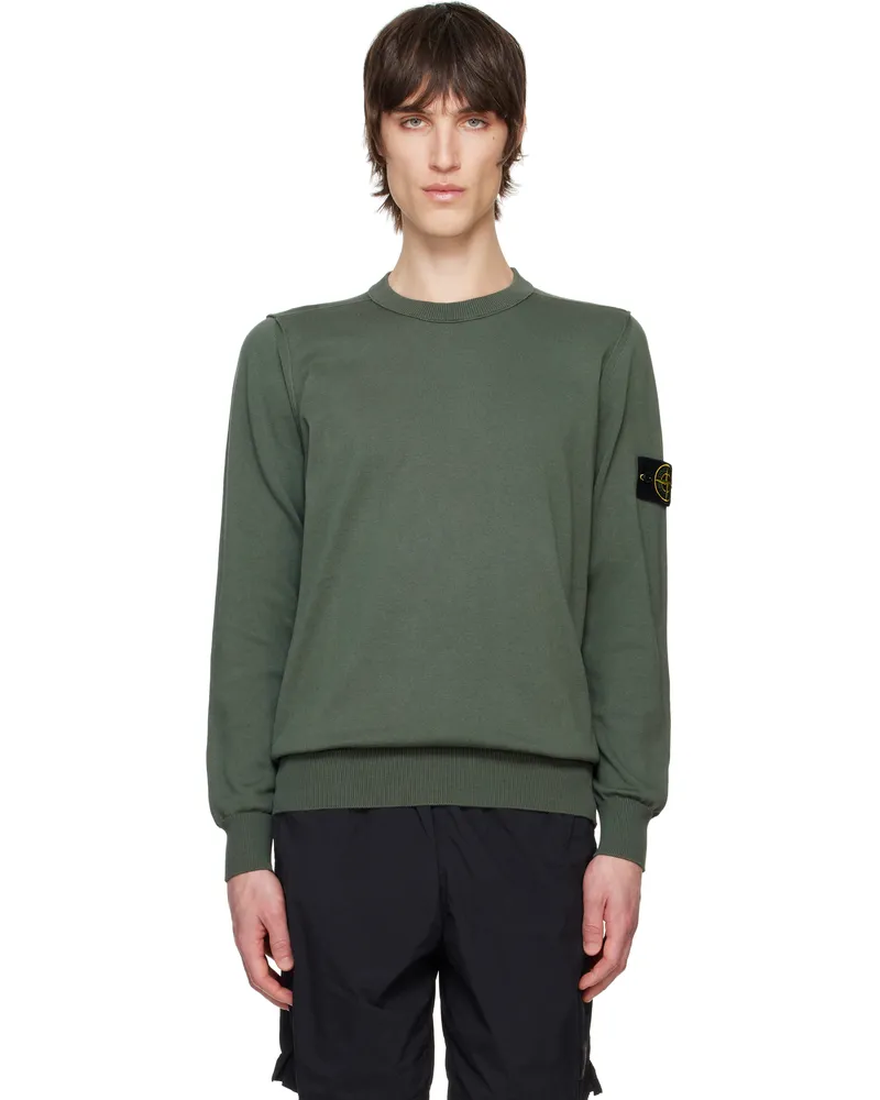 Stone Island Green Soft Organic Cotton Crewneck Sweater V0059