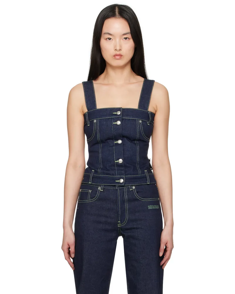 OFF-WHITE Blue Corset Denim Tank Top Raw