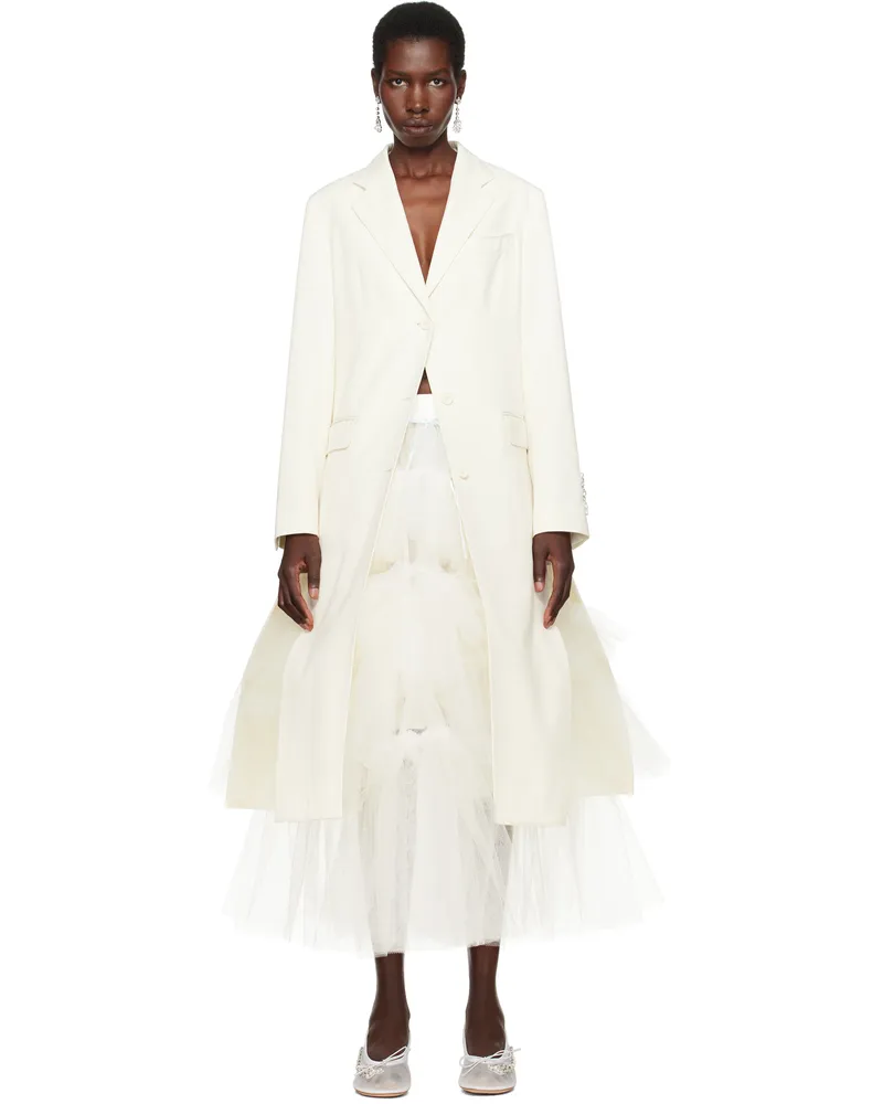 Simone Rocha SSENSE Exclusive Bridal Capsule Cut-Out Bow Detail Coat Cream
