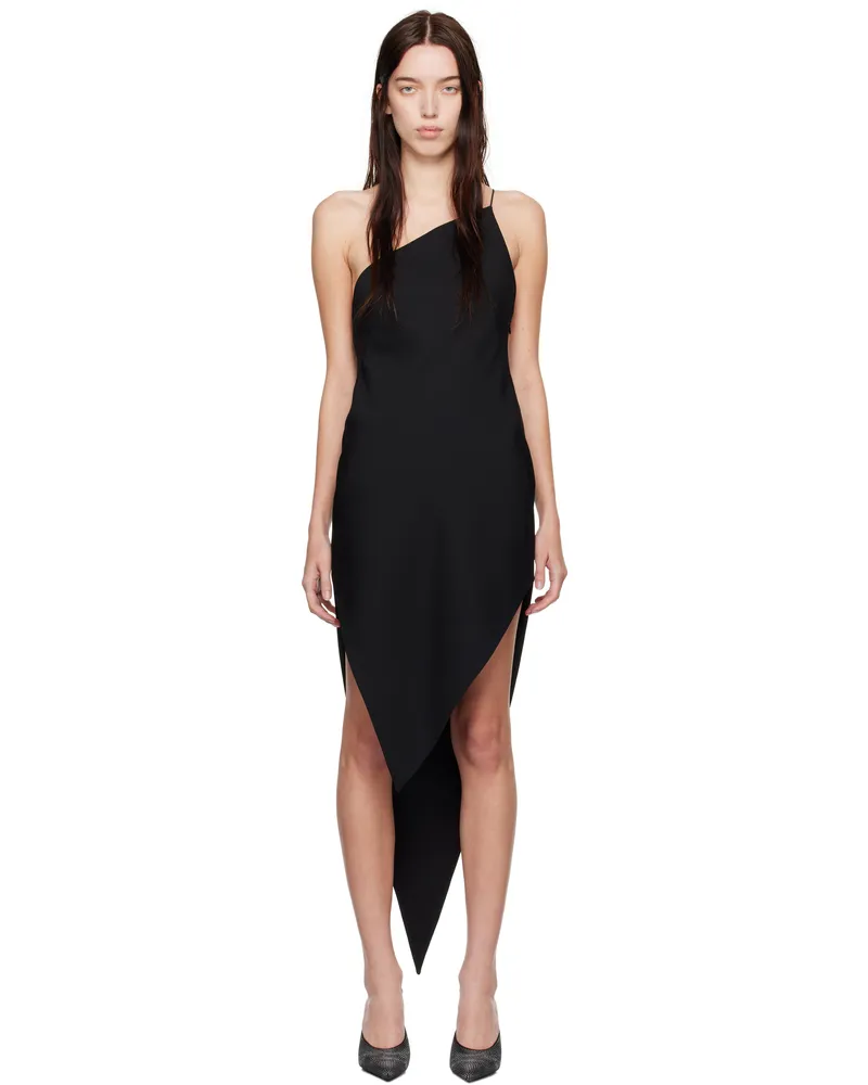 Alexander Wang Black Asymmetric Slit Midi Dress Black