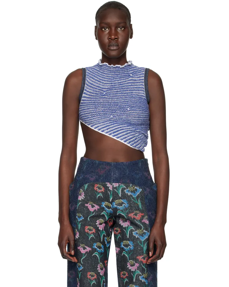 VITELLI SSENSE Exclusive Blue Swirl Turtleneck Blue