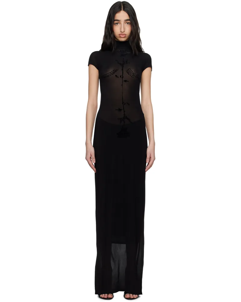 Jean Paul Gaultier Black Light Viscose Jersey Sleeveless Maxi Dress 00-black