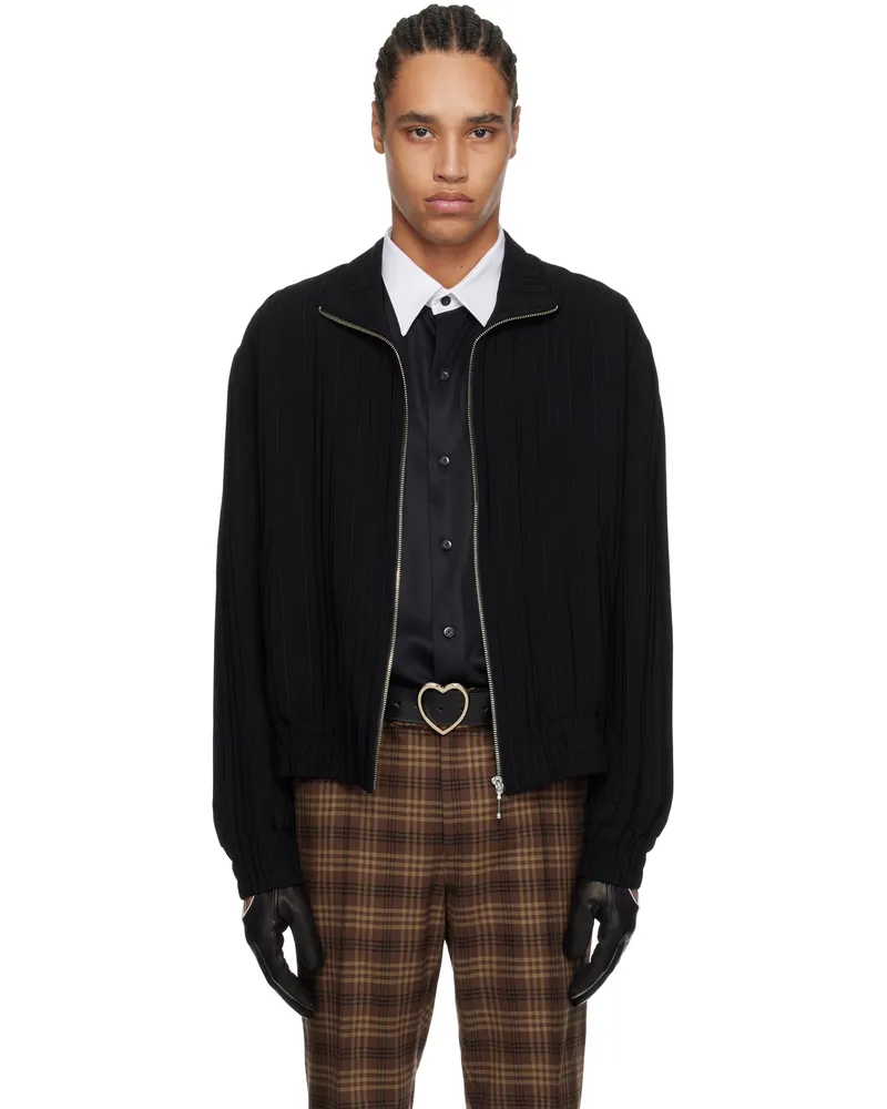 Ernest W. Baker Black Pin Stripe Track Jacket Black