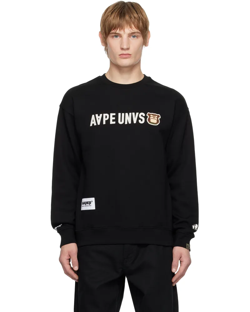 AAPE by A Bathing Ape Black 'AAPER' Crewneck Sweatshirt Bkx