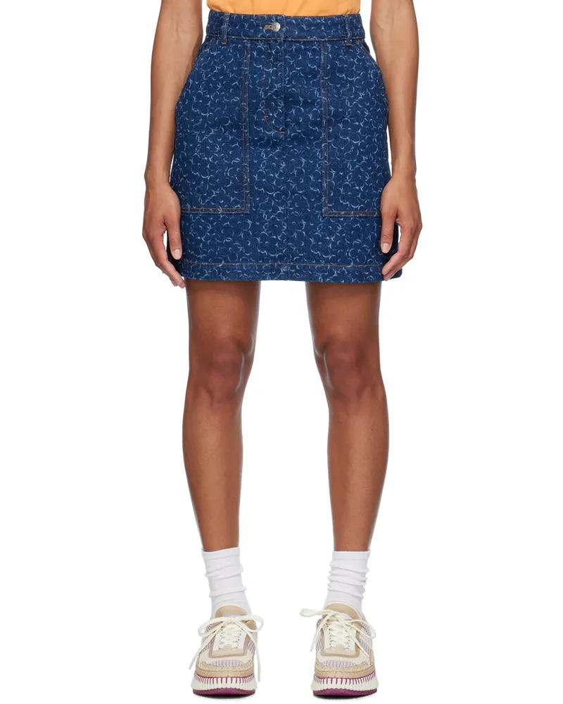 Kitsuné Indigo Handwriting Denim Miniskirt O010
