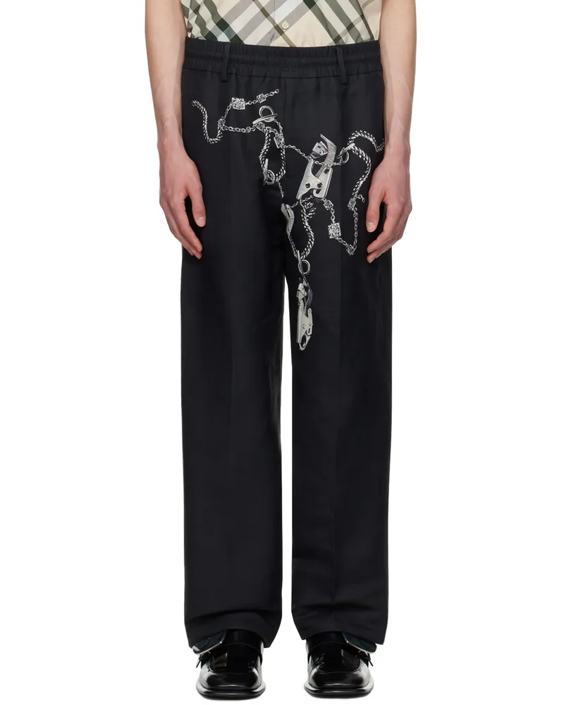Burberry Black Knight Hardware Trousers Silver