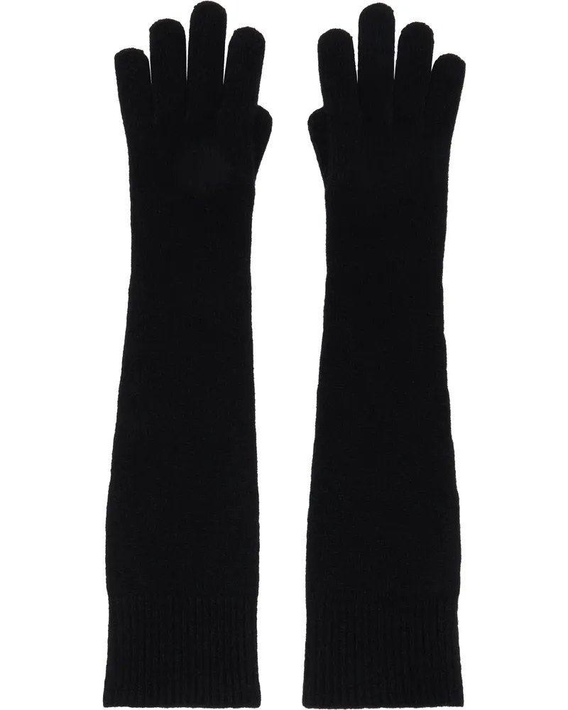 Totême Black Long Knit Gloves Black