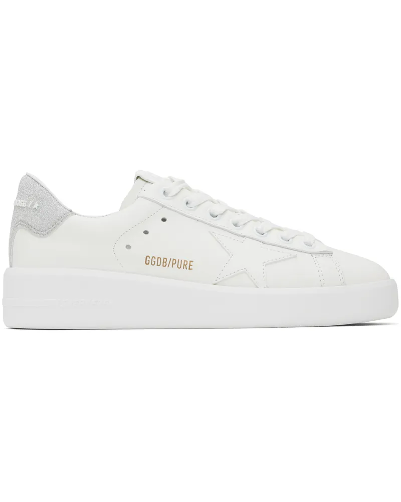 Golden Goose White & Silver Purestar Sneakers 80185