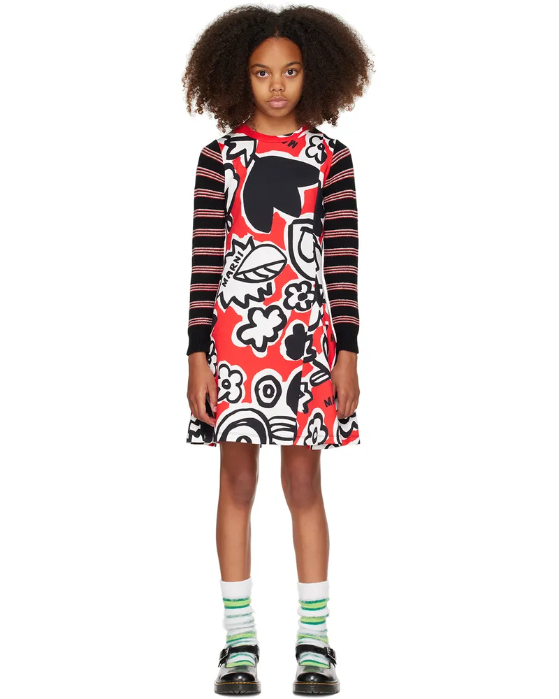 Marni Kids Red Graphic Dress 0m416
