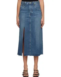 Citizens of humanity Blue Raian Splice Rework Denim Midi Skirt Veranda