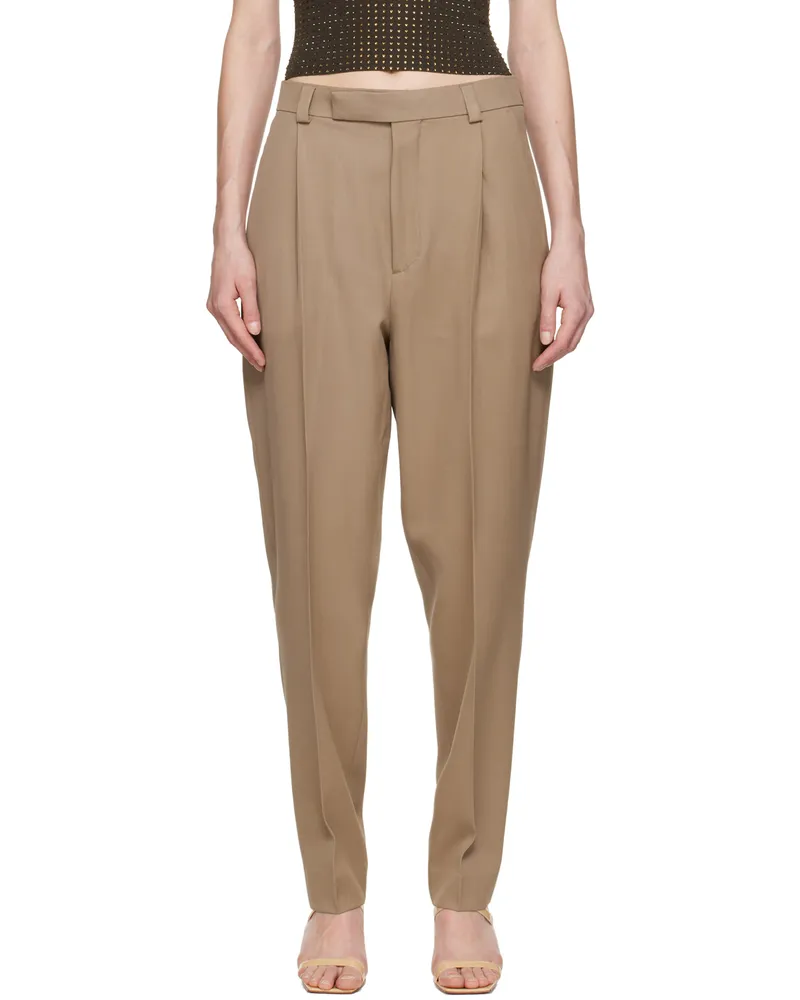 Teurn Studios SSENSE Exclusive Beige Pleated Trousers Beige