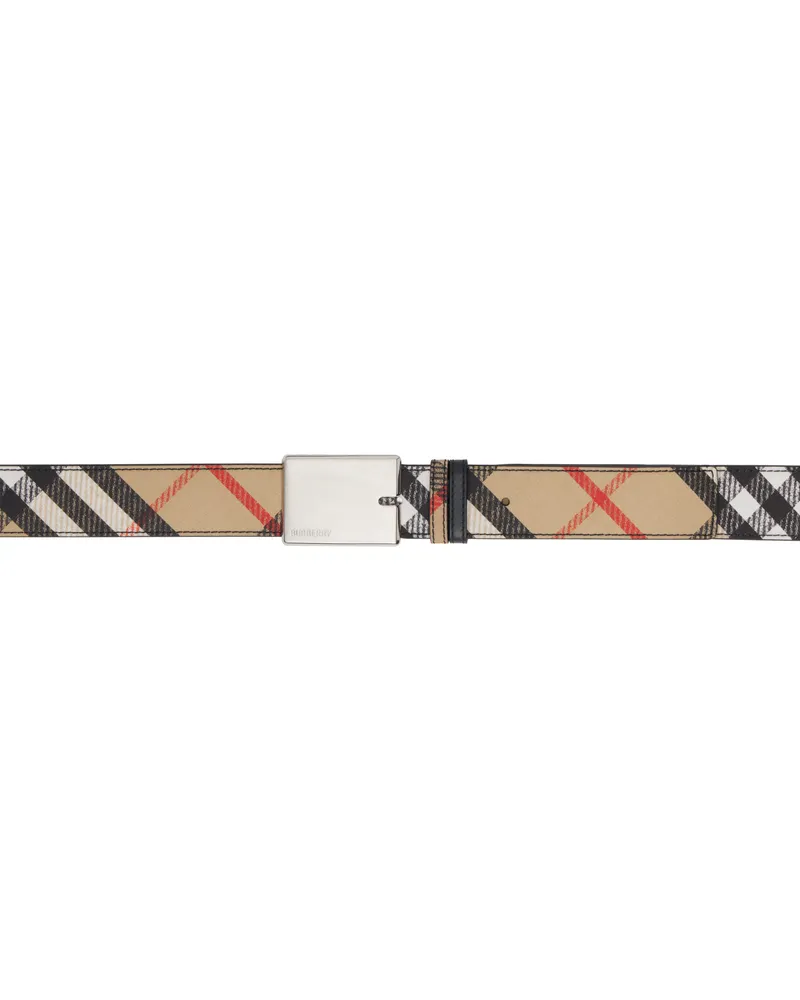 Burberry Beige Check B Cut Reversible Belt Sand