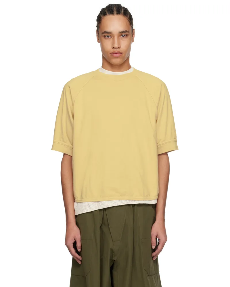Jan-Jan Van Essche Yellow O-Project Cotton Hemp Jersey 3/4 Sleeve T-shirt Dirty