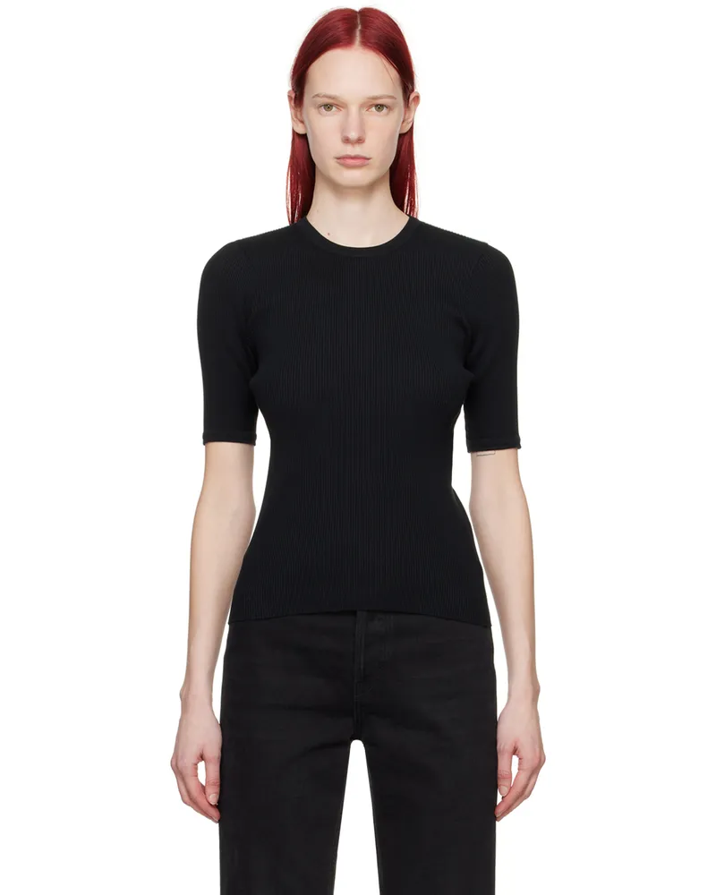 AURALEE Black Rib T-Shirt Black