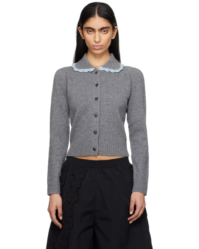 Sandy Liang Gray Roche Cardigan Charcoal