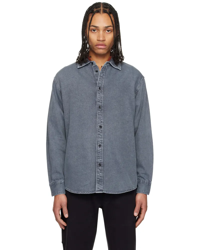 Rag & Bone Gray Matthew Denim Shirt Aged