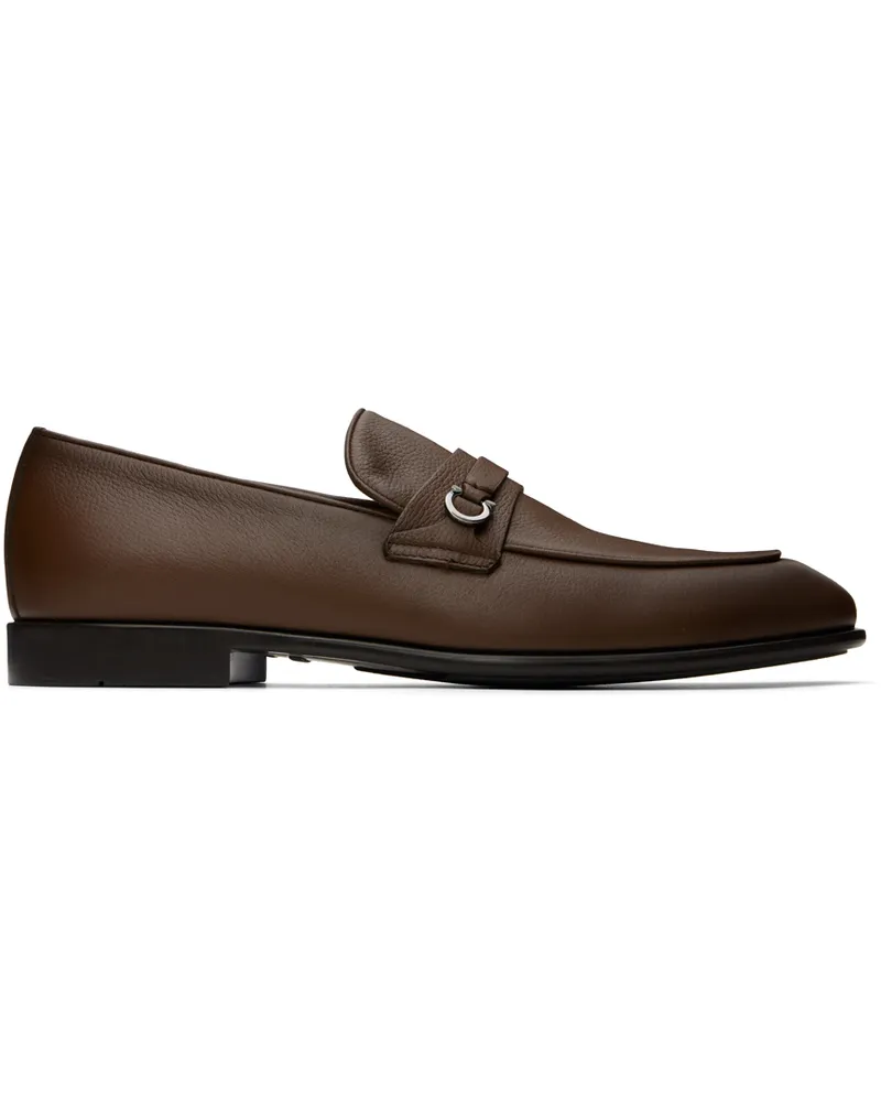 Ferragamo Brown Gancini Ornament Loafers Coco