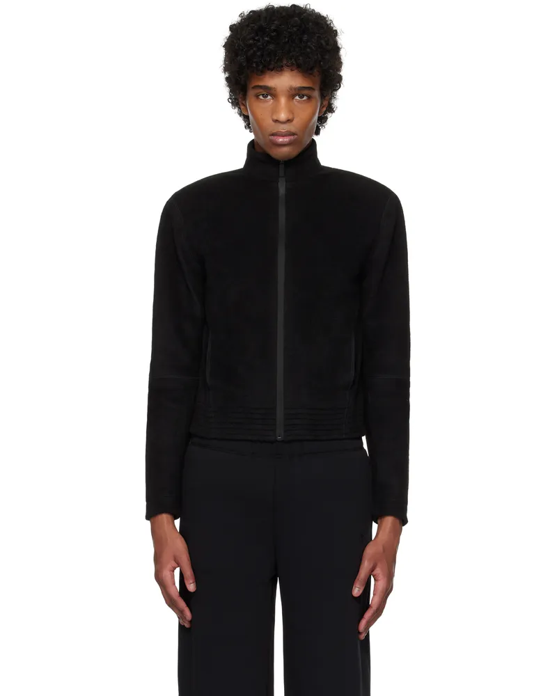 Fax Copy Express Black Fleece Zip-Up Jacket Black