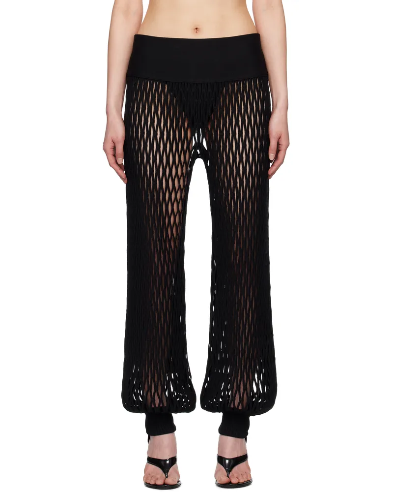 Alaïa Black Macramé Knit Trousers 995