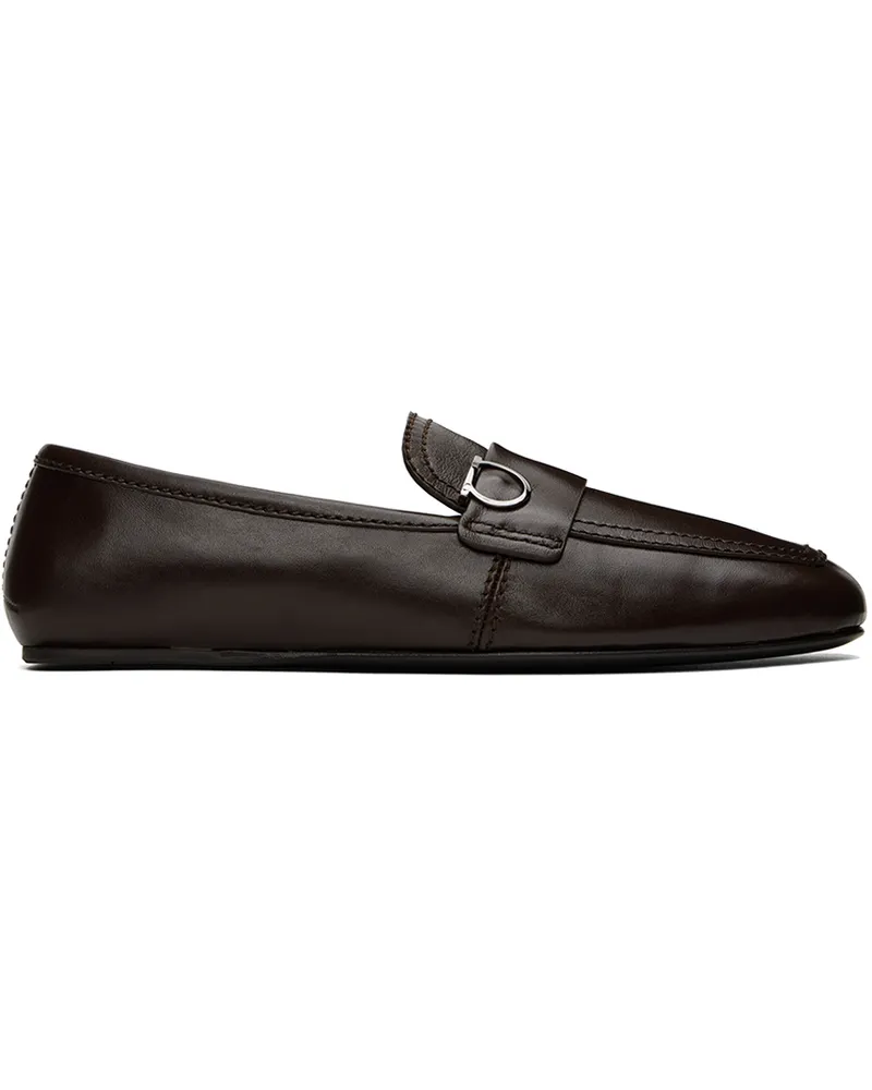 Ferragamo Brown Gancini Ornament Loafers Mvit