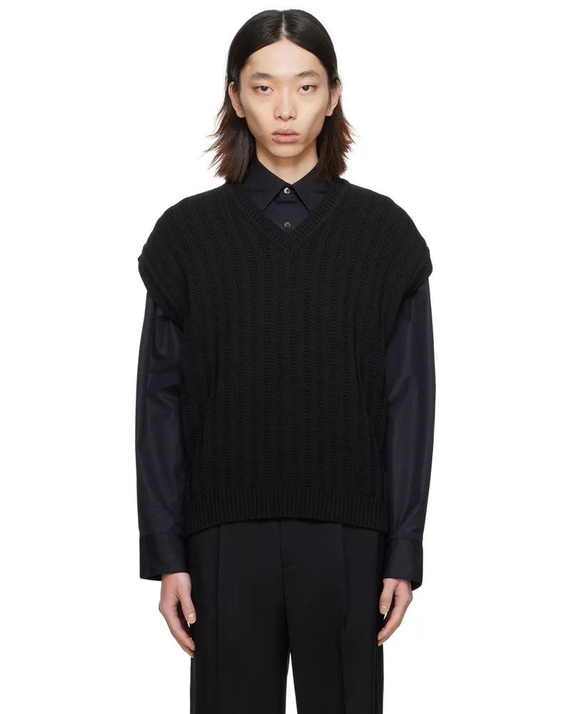 Wooyoungmi Black V-Neck Vest 533b