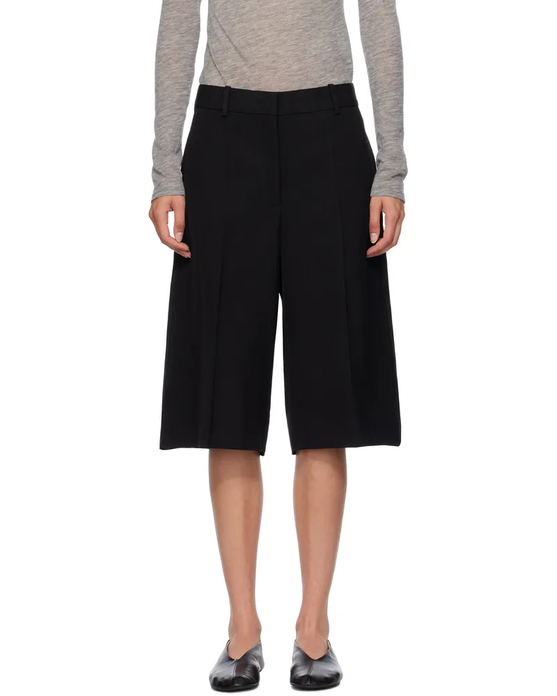 Jil Sander Black Viscose Silk Blend Straight Shorts 001
