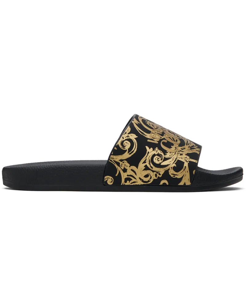 Versace Jeans Black Watercolor Couture Slides Eg89