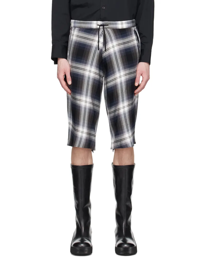 Sulvam Blue Check Shorts Blue