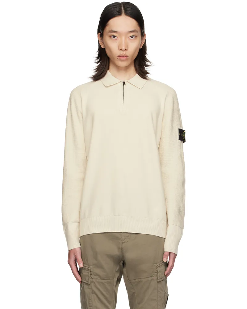 Stone Island Off-White Half-Zip Polo V0097
