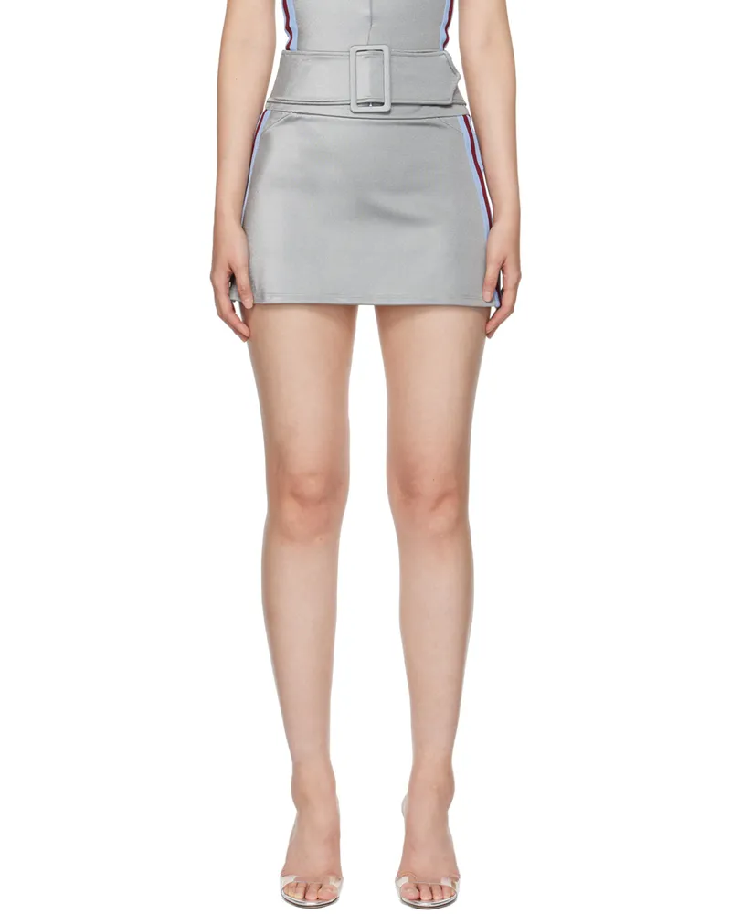 Maisie Wilen Gray Magnet Miniskirt Chrome