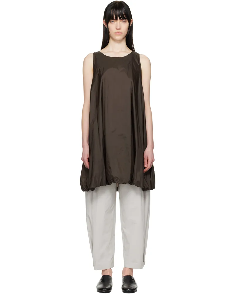 AMOMENTO Brown Nylon Volume Minidress Brown